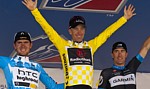 Le podium final de l'USA Pro Cycling Challenge 2011: Van Garderen, Leipheimer, Vandevelde